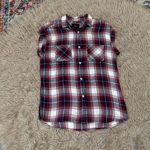 Rails Britt plaid flannel cap sleeve shirt XS
